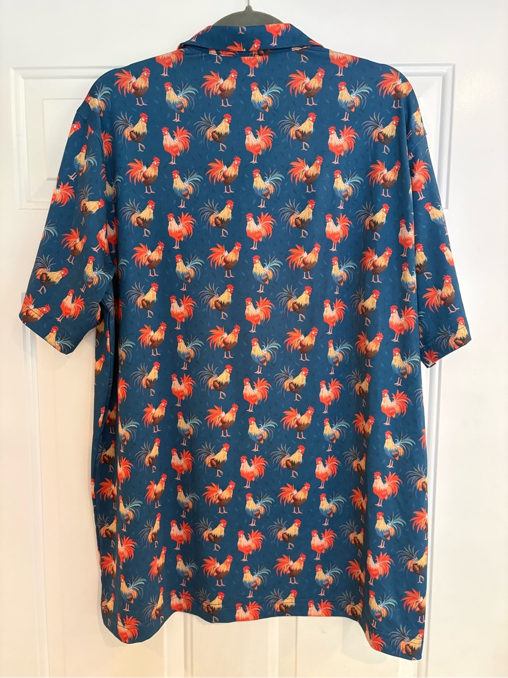 Waggle XL Navy Rooster Print Golf Shirt - Picture 3 of 3